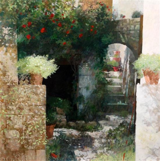 Keith Dunkley (1942-) Garden archway 23 x 23in.